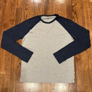 American Eagle Outfitters Gray with Blue Sleeves Baseball Long Sleeve